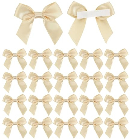 30 Pcs Gold Bows for Gift Wrapping, Self-Adhesive Champagne Bows for Crafting, Gold Stick on Bow Decorations for Christmas Tree, Christmas Bows for DIY Projects, Wedding Favors, Party Decorations