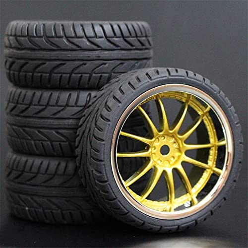 Szwaldaper 4 Stück 26 mm Gummi-RC-Reifen, Felgen, Hex 12, 1:10, for HSP, for HPI, Sprint 2 Drift RS4 On Road 4WD RC-Autoreifen(9003-8002)