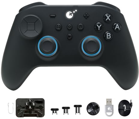 GuliKit TT Max Wireless Game Controller,Bluetooth,Hyperlink Wireless Adapter,Wired, Anti-Drift 720° TMR Joysticks, for Switch/2/PC/Android/iOS, Black
