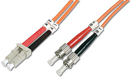DIGITUS DK-2531-10 – Glasfaserkabel OM2 – 10 m – LC zu ST – Duplex LWL Kabel – 1 Gbit/s – MM Multimode Glasfaser LAN Kabel – Fasertyp: 50/125 µ – Orange