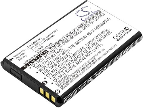 Batterie pour Garmin type 361-00031-00, 1100mAh / 4,1Wh, 3,7V, Li-Ion, noir