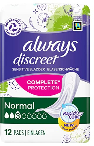 Always Discreet Incontinence Pads Normal for Sensitive Bladder 12pk