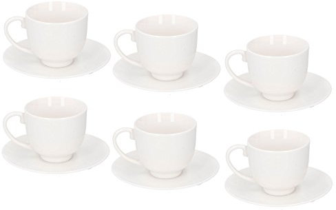 Spetebo Espresso Tasse & Untertasse 75 ml - 6er Set weiß - Kaffee Becher Kaffeetasse