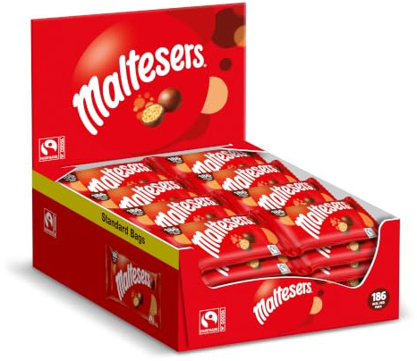 Maltesers Light Milk Chocolate Honeycomb Sweets Bags Bulk Multipack, 40x37g | Light Milk Chocolate Honeycomb Sweets, Ideal for Sweets Cupboards, Bulk Care Package Treats, Crowd Pleasing Snacks & Events
