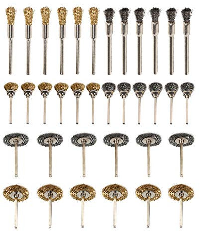 36 Pezzi Spazzola in Ottone Lucidatura Set Metallo per Trapano Strumenti Filo di Acciaio Inox Metallo Trapano Spazzole Rotanti