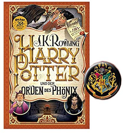 Harry Potter und der Orden des Phönix (5. Band, Gebunden Ausgabe) + 1x original Harry Potter Button