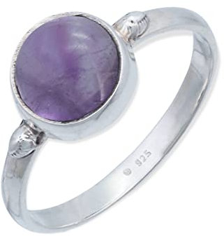 mantraroma Bague femme argent 925 améthyste pierre précieuse violette simple moderne