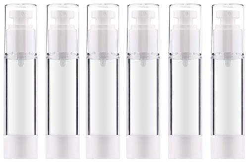 Alledomain 6Pcs 50Ml Airless Pump Bottle | Refillable Empty Clear Travel Lotion Pump Containers Dispenser/Vacuum Press Pump Bottles for Foundation, Essence, Lotion