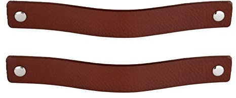 Brute Strength - Tirador de cuero para muebles - Coñac - 2 unidades - 20 x 2,5 cm - Asa de armario, Asa de puerta - Asas de cuero, para cocina, baño, armarios, vestidor, madera