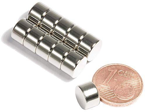 Neodym Magnet N52 Scheibe 2,2KG - Zylinder Magnetscheibe 8mm Durchmesser x 5mm - 8x5mm Neodym Magnete Runde Scheiben Stabmagnet [10 Stück]