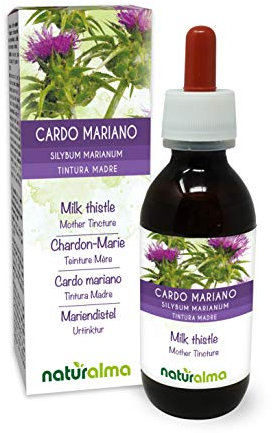 Chardon-marie (Silybum marianum) herbe et fruits Teinture Mère sans alcool Naturalma - Extrait liquide gouttes 120 ml - Complément alimentaire - Végétalien ou végan