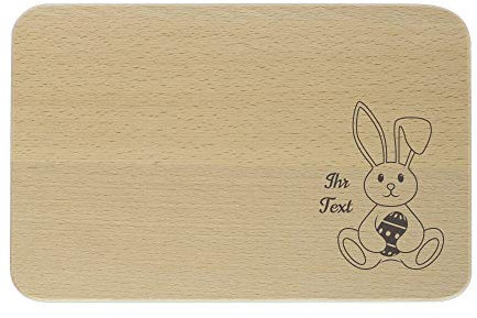 Frühstücksbrettchen mit individueller Gravur - Osterhase - (23 x 15 x 1 cm) - Abgerundete Ecken - Brotbrett - Schneidebrett - Vesperbrett - Vesper/Jause/Brotzeit - STEMPEL-FABRIK