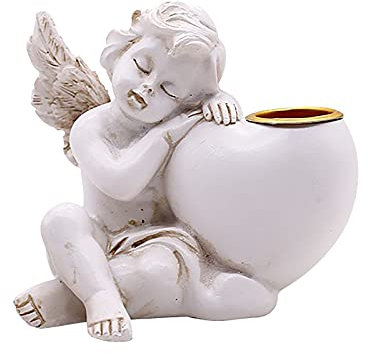 ZHISHIMEIM Figur Engel Prier Angel Figure Kerzenhalter Sympathie, Skulptur Engelsflügel Schutzengel Statue Windlicht Skulptur Statue für Haus Hochzeit Weihnachten Kirche