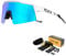KAPVOE Polarisiert Fahrradbrille mit 4 wechselgläser TR90 Rahmen für Herren Damen Sport Radfahren MTB Sportsonnenbrille Radbrille Sportbrille Fahren Angeln Baseball Laufen 03 Blau Weiß