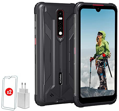HOTWAV Robust Outdoor Smartphone Ohne Vertrag mit Groß 8280mAh Akku, Dual-SIM Handy IP68/IP69K Wasserdicht/6.26” FHD/4GB +64 GB/Android 11/16MP+8MP Kamera, Sport Handy 4G mit NFC, GPS, OTG, Cyber8