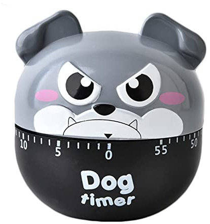 Küche Mechanischer Timer, Eieruhr, lustiger Kurzzeitwecker, Manual Timer, Wird für 60-Minuten-Timer, Back- und Kocherinnerung Verwendet（Welpe grau）