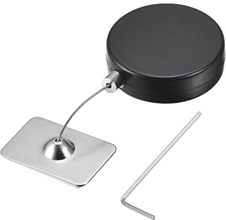sourcing map Retractable Cable Lock with Double-Sided Adhesive, Remote Control Lock Anti-Lost Rope Hardware Cable Lock 200g Tensile Force Black