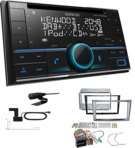 Kenwood DPX-7300DAB 2-DIN Autoradio mit Bluetooth Digitalradio DAB+ USB CD passend für Opel Astra H 2004-2010 Charcoal-metallic ohne Canbus
