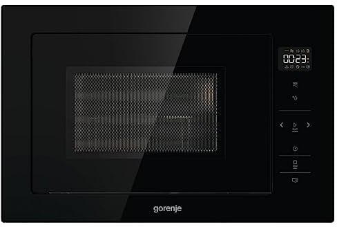 Microondas con grill integrable BM251S7XG Gorenje, color negro y acero inoxidable, cristal, 25L, touch control, 10 programas