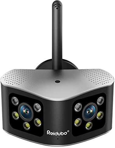 Reidubo 4K WiFi Security Cameras Outdoor with 165° Ultra-Wide Angle, Ultra-HD Dual Lens Cameras for Home Security, Two-Way Talk, Color Night Vision, IP66 Waterproof, Sound & Light Alarm
