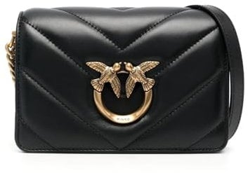Pinko Damen Sheep Nappa Love Click Mini SCHAFNAPPA BI, Z99Q_Nero-Antique Gold