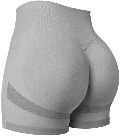 Yiifit Damen Sport Shorts Scrunch Butt High Waist Workout 3.5 Shorts Biker Gym Kurze Hosen Helles Grau Medium