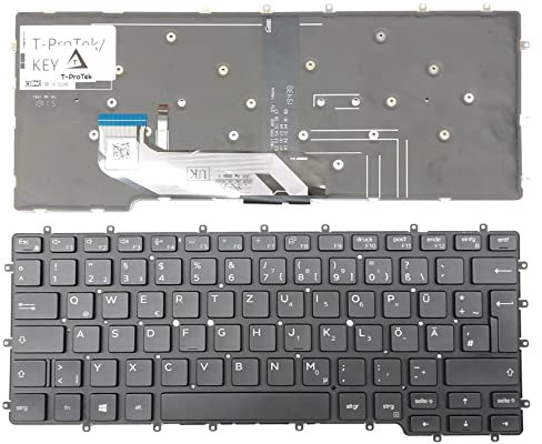 T-ProTek ALEMANA - Iluminación de teclado negro compatible con Dell Latitude 14 7400