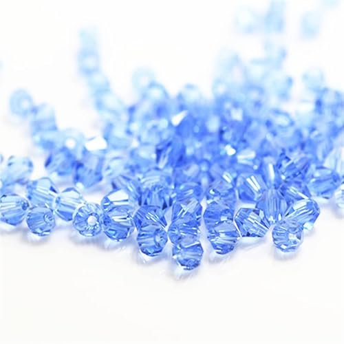 1300 cuentas de cristal bicónicas de 3 mm coloridas para suministros de abalorios de joyería, manualidades hechas a mano, proyectos de cuentas, pulseras, collares, aretes, joyas (azul claro)