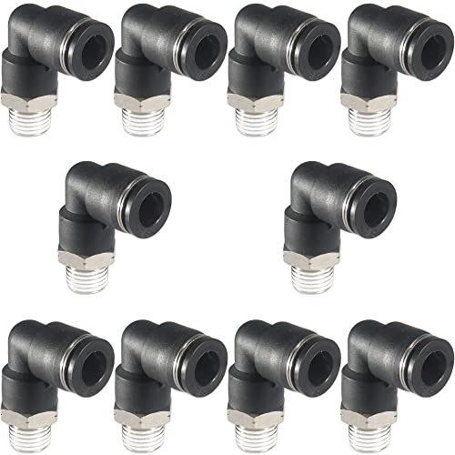 Msaeiqun 1/4 OD x 1/8 NPT Male Elbow Push-to-Connect Fittings, 10-Pack