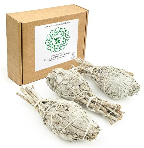 MUT22 3 Antorchas XL Salvia Blanca Sagrada para Quemar, Hierba de Purificación y Armonía: Salvia Apiana 100% Natural, Ideal para Limpieza Espiritual y Rituales Energéticos