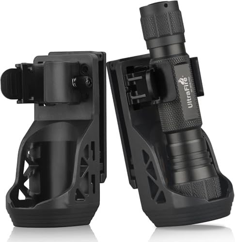 ULTRAFIRE W66 Tactical Torch Holster, Rotatable Flashlight Holder for Duty Belt, Torch Pouch with Lever Side Lock System, Suitable for 0.9-1.2 Diameter Torches, 2PCS