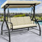 YITAHOME Canopy Garden Swing 3-Seats Outdoor Patio Seat Heavy Duty Swing Chair with Adjustable Canopy Removable Cushion, Suitable for Adult in Garden, Poolside, Balcony, Beige