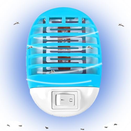 Lampada Antizanzare Elettrica,Lampada Antizanzare UV,Lampada Antizanzare Plug in,Zanzariera Elettrica con Luce,One-Plug in Mosquito Killer,per Casa Giardino Interno Esterno Cucina Soggiorno,Blu