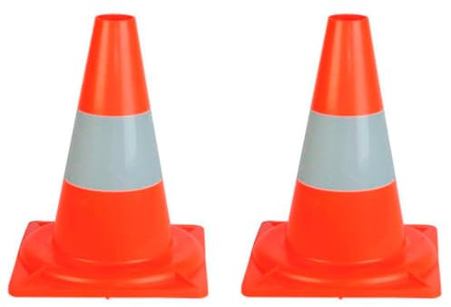 Tradineur - Pack de 2 Conos de tráfico Reflectantes, señalización, Seguridad en Carretera, demarcación, Deporte, Obras (Naranja - 30 x 22,5 x 22,5 cm)
