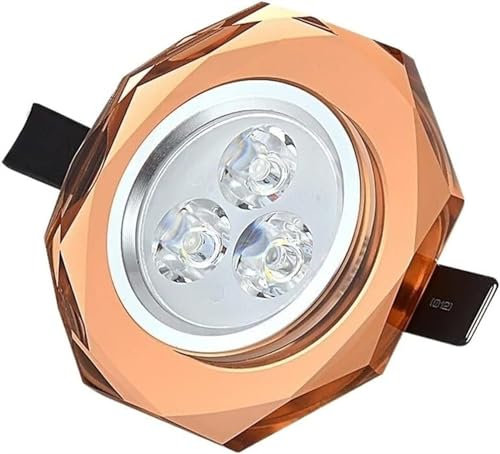 CHLcclYK Luz empotrable de cristal marrón resistente de 3W, luz de techo COB antideslumbrante brillante, luces empotradas ultradelgadas integradas redondas Focos de tubo(Warm Light)