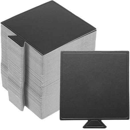 sourcing map 100 mini tablas para tartas, cartones de mousse, bases cuadradas para tartas, cupcakes, postres, bandeja base para pasteles, base de postre, a prueba de grasa (negro)
