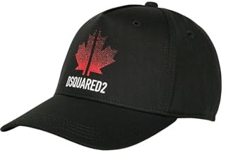DSQUARED2 Cappello con Visiera Nero per Uomo e Donna Rifinito da Stampa Foglia d'Acero Uni