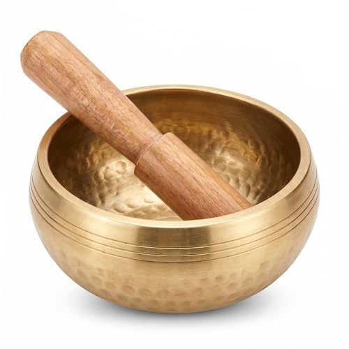 Tibetan Singing Bowl Set 5'' Pure Copper Handcrafted Meditation Bowl - Sound Therapy Easy to Play Holistic Mindfulness for Stress Relief, Yoga, Relaxation and Prayer Ideal Spiritual Gift for Beginners