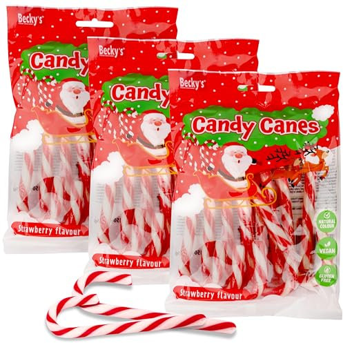 3x Becky´s Candy Canes Zuckerstangen - 10er Pack rot-weiß, 13 cm - Weihnachtsdeko, Baumdeko, Süßigkeiten für Weihnachtsteller & Adventszeit - Klassischer Look für festliche Dekoration