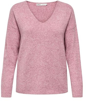 ONLY Damen Strickpullover V-Ausschnitt Sweater Onlrica Life L/S V-Neck Pullo KNT Noos 15224360 ,Heather Rose ,M