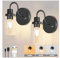Battery Operated Wall Lights Set of Two,Industrial Vintage Wall Sconce Dimmable 3000K/4000K/6000K Wireless Wall Light with Remote, Glass Shade Rechargeable Wall Lights Indoor, E27 Bulbs Included,Black