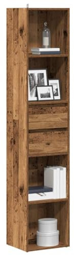 WKIEQACO Regal, Bücherregale und Standregale, Bücherschrank, Altes Holz, 36 x 30 x 171 cm, Holzwerkstoff