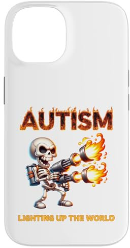 Autism Lighting Up the World Funny Autistic Skeleton Design Case for iPhone 14