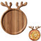 AZURAOKEY Plateau de service de Noël en bois d'acacia avec motif de renne, plateau de service à sushis, assiette ronde en bois, assiette de présentation, cadeau de cuisine pour pendaison de