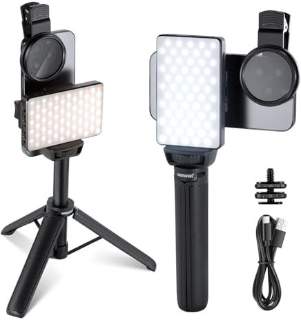 NEEWER Basics LED Selfie & Tattoo Light Kompatibel mit iPhone, Clip on CPL Filter/Tripod/Phone Holder, Fill Lighting Remove Reflection für Kunst Lebensmittel Schmuck Fotografie Video Aufnahme, BL120B