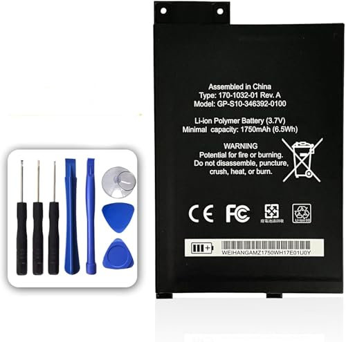3.7V 6.5Wh 1750mAh GP-S10-346392-0100,170-1032-00, 170-1032-01,S11GTSF01A Replacement Compatible for Battery for e-book e-reader with 8 Repair Machine tools
