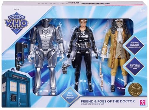 DOCTOR WHO Friends & Foes - Juego de figuras de coleccionista, El décimo doctor, figuras de acción de 14 cm, paquete de 3