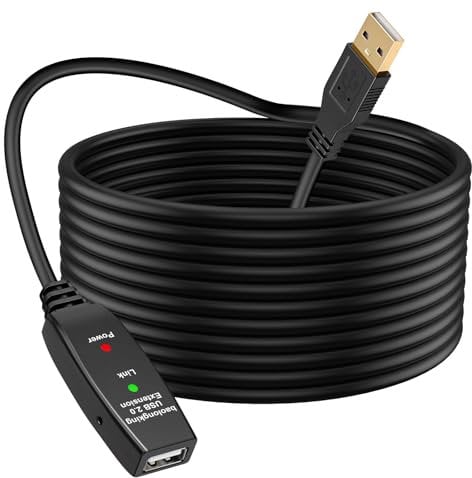 baolongking Cable de extensión USB de 15 m, repetidor activo USB 2.0 macho a hembra, cables largos con amplificador de señal (15 m)