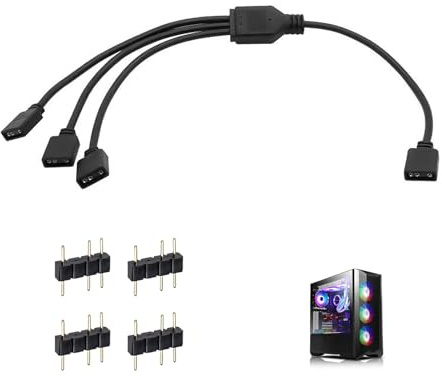 5V 3Pin ARGB Splitter Cable, 1 to 3 Addressable RGB Splitter Cable Extension for Fans, CPU Coolers Chassis and LED Strips Connector, Compatible with ASUS MSI GIGABYTE ARGB Header, Flexible Durable