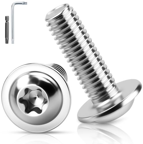 TXXATX M6 Flachkopfschrauben mit Flansch 25 Stück Schrauben Torx M6x35 mm Linsenkopfschraube Edelstahl A2 V2A Flanschschrauben ISO 7380-2 Gewindeschrauben mit Torx Schlüssel für Holz Gerüst Wartung